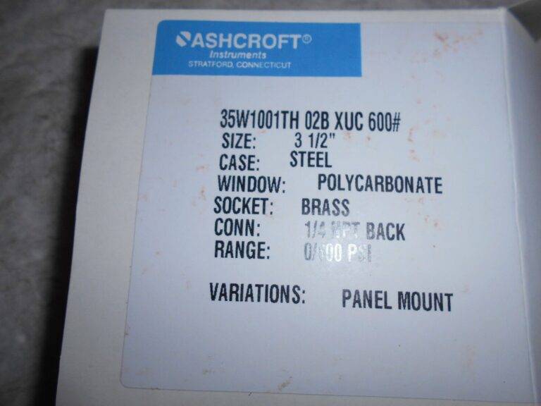 Ashcroft Pressure Gauge 3-1/2" Dry Dial 0 to 600 Psi 35W1001TH-02B-XUC