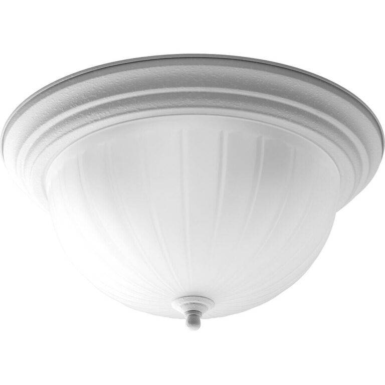 Progress Lighting 3-Light Close-To-Ceiling Light, Textured White, Ribbed Glass