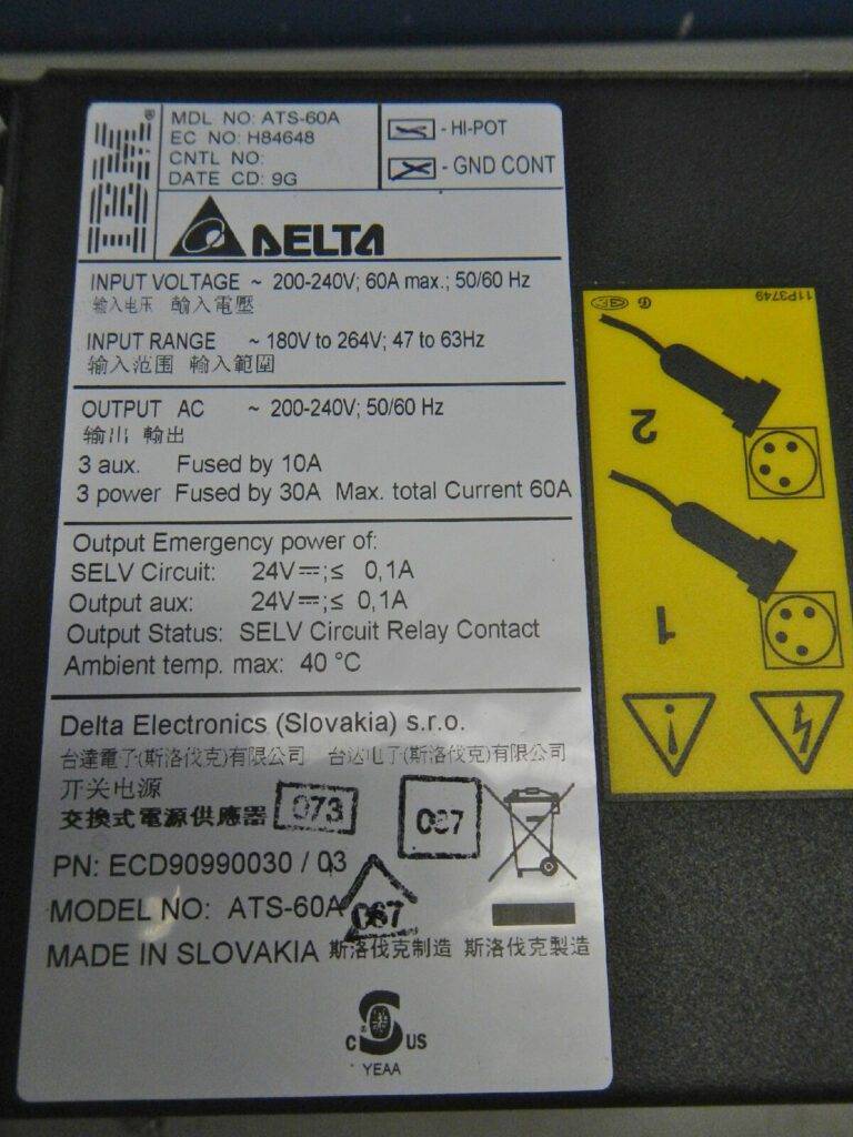 IBM DELTA 60 Amp Electronic Transfer Switch Single Phase 200-240 Volts 90990030
