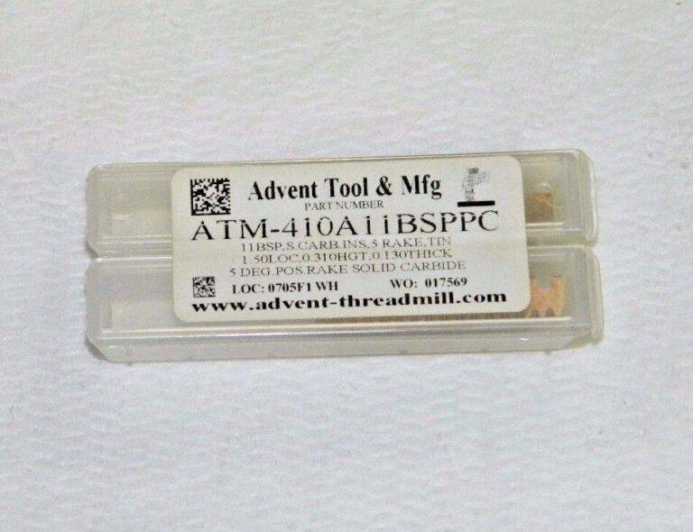 Advent Tool Solid Carbide Threadmill Inserts 5 Rake TiN ATM-410A11BSPPC