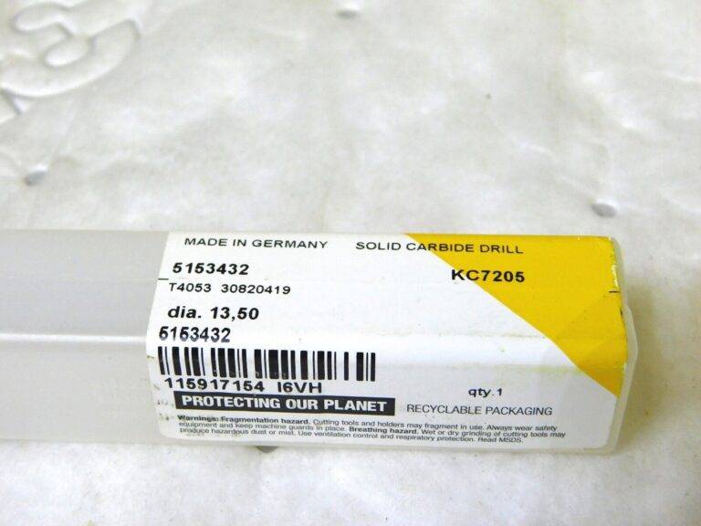 Kennametal Solid Carbide Straight Flute Drill Bit 13.50mm Dia 5.5” OAL 5153432