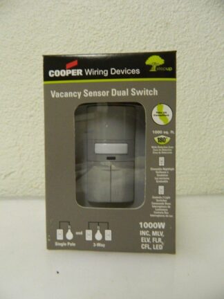 Cooper Wiring Infrared Vacancy Sensor Dual Switch 1,000 Sq. Ft. Cover VS310R-GY