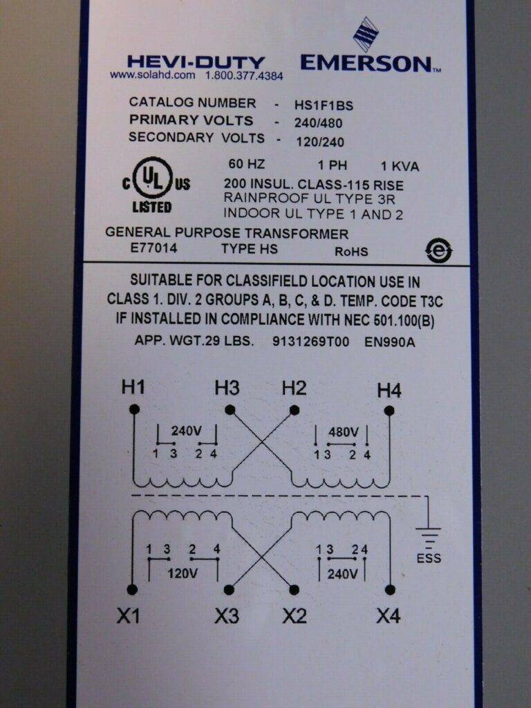 Sola/Hevi Duty General Purpose Transformer, 240/480 Volt In, 120/240 Volt Out