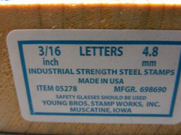 Young Bros Industrial Strength Letter and number set 3/16 05278 & 05098