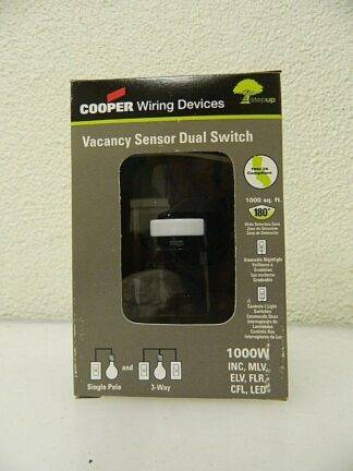 Cooper Wiring Infrared Vacancy Sensor Dual Switch 1,000 Sq. Ft. Cover VS310R-BK