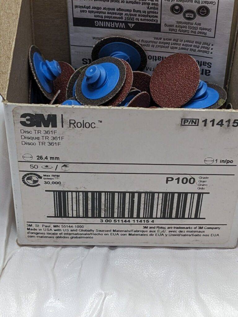 3M Quick-Change Disc: Roloc TR, 1″ Dia, 100 Grit, AO, Coated Qty 50 7100044582