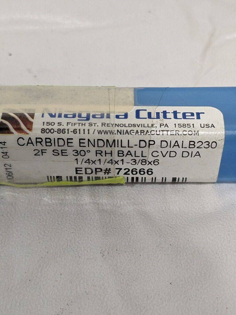Niagara Cutter Solid Carbide Ball End Mill 1/4″ Diam, 1-3/8″ LOC, 2 FL 72666