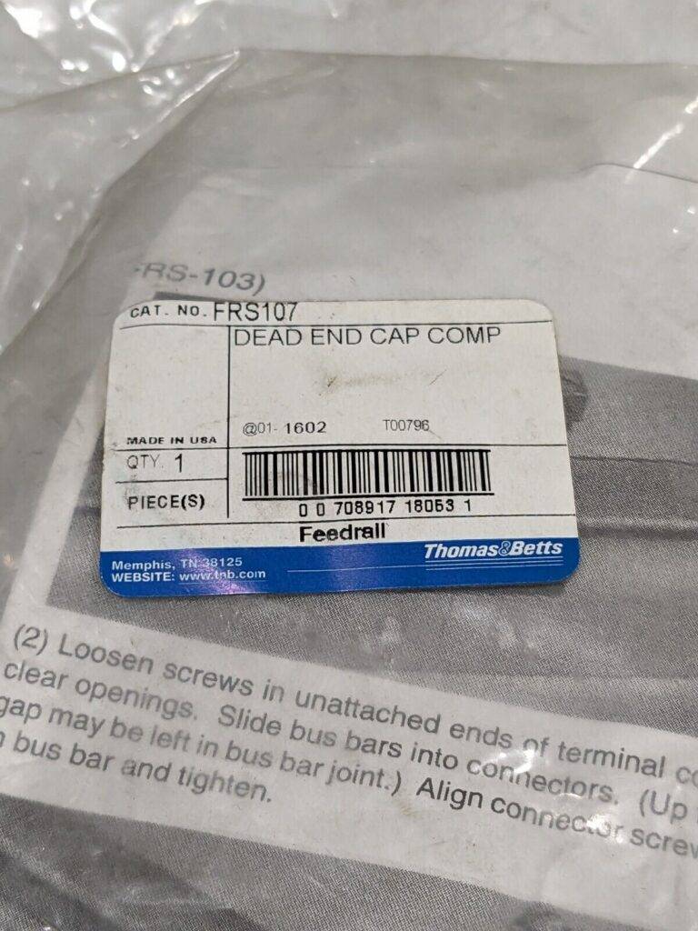 THOMAS & BETTS FEEDRAIL PRODUCTS DEAD END CAP FRS107
