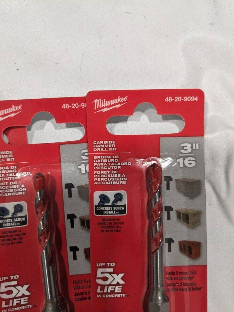MILWAUKEE SHOCKWAVE CARBIDE HAMMER DRILL BITS FOR CONCRETE 48-20-9094