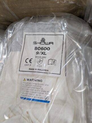 Showa White Nylon Polyurethane Fingertip Coated Glove Sz XL Qty 72 BO600-XL