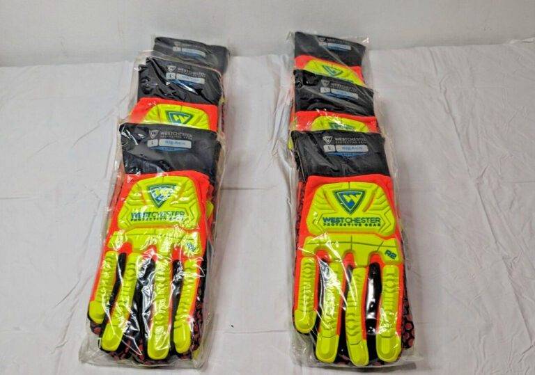 6 PAIRS West Chester R2 Rigger Gloves w/Silicone Palm Red/Yellow Large 87010/L
