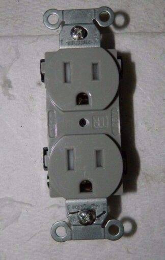 Hubbell Self Grounding Duplex Receptacle 125 VAC 15A 8PK #BR15GRYTR