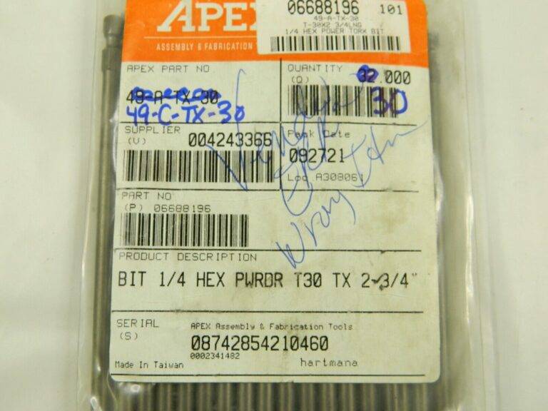 APEX T30 Torx Bit 1/4″ Hex Drive, 6″ OAL Qty 30 49-C-TX-30