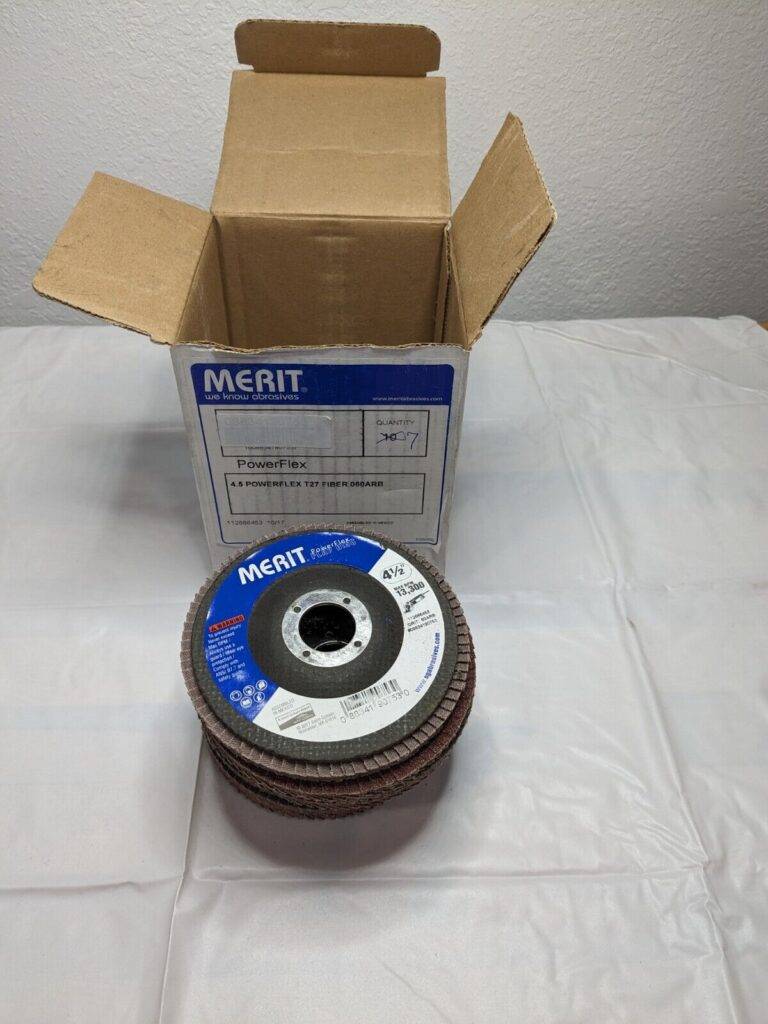 Merit Flap Disc: 4-1/2" Diam, 7/8″ Hole, 60 Grit, AO, Type 27 Qty 7 08834190753