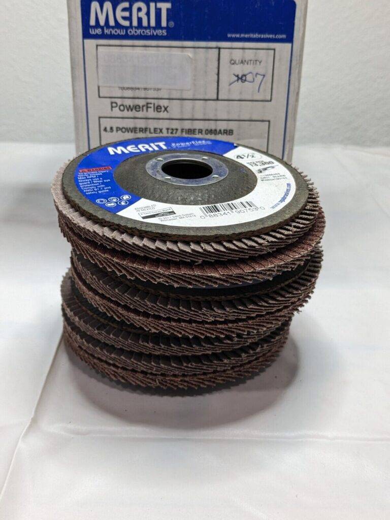 Merit Flap Disc: 4-1/2" Diam, 7/8″ Hole, 60 Grit, AO, Type 27 Qty 7 08834190753