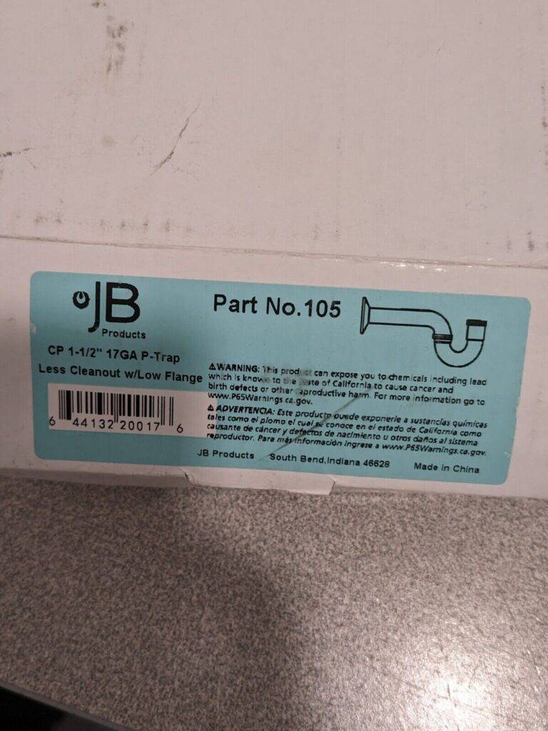 JB Products Less Cleanout W/Low Flange P-Trap CP1-1/2" 17GA 105