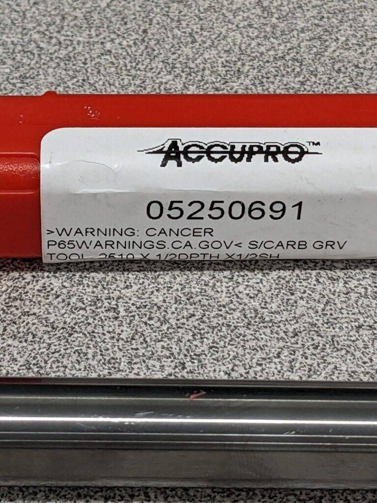 ACCUPRO Grooving Tool: Retaining Ring, Solid Carbide, 1/2″ Shank Dia 05250691