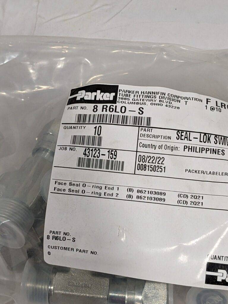 Parker Seal-Lok Run Tee 1/2 X 1/2 ORFS Swivel X 1/2 Steel Qty 10 8 R6LO-S