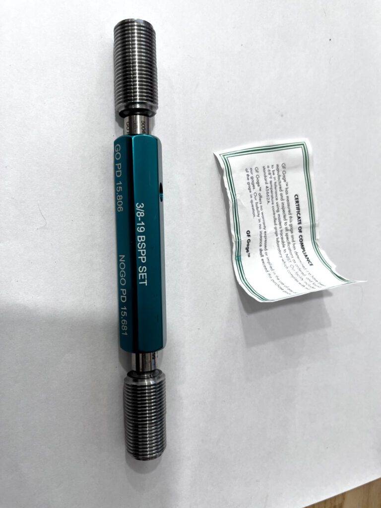 GF GAGE Pipe Thread Plug Gage: Straight, 3/8-19 S037519BSPPS