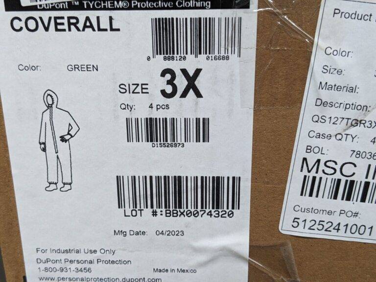 Dupont Coveralls 3xL 4 Pk, Green, Tychem(R) 2000 Sfr, Zipper Qs127tgr3x000400