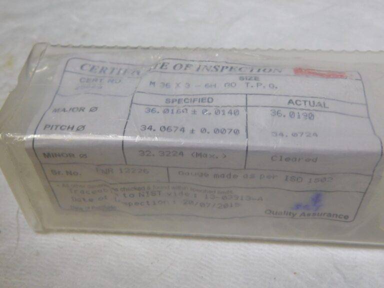 SPI Metric Taperlock Thread Plug Gage Single End M36x3 Thread G0 34-568-6