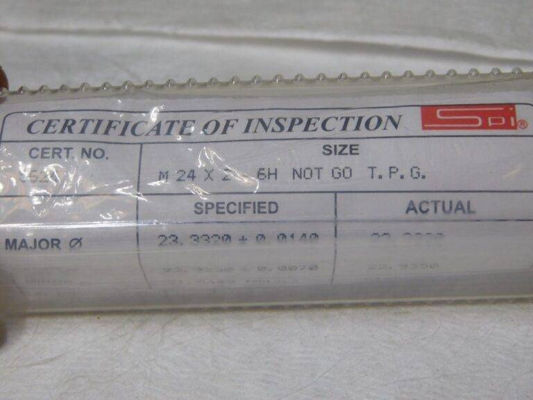 SPI Metric Taperlock Thread Plug Gage Single End M24x20 Thread NO GO 34-599-1