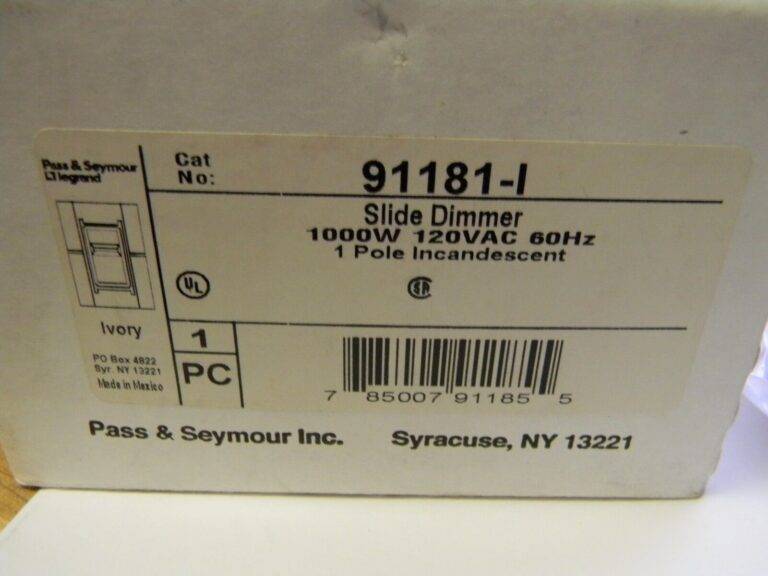 Pass & Seymour Wall Dimmer Ivory Slide On-Off 1000W 120VAC #91181-I