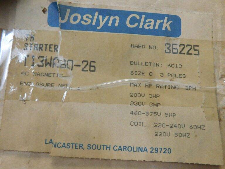 Joslyn Clark NEMA Motor Starters Amperage: 18 NEMA Size: 0 T13WA30-26