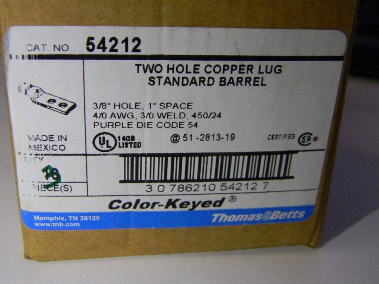 Thomas & Betts 4/0 AWG Noninsulated Crimp Rectangle Ring Terminal QTY 3 54212
