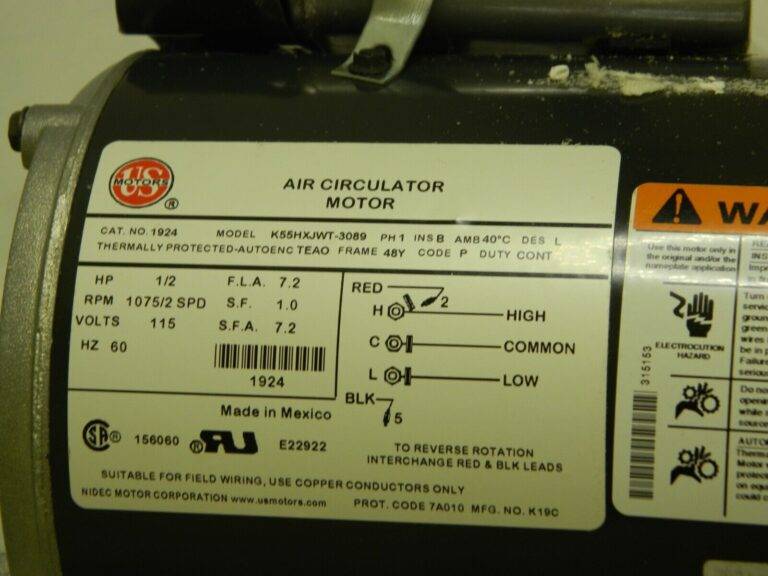 US Motors 1/2 HP Single Phase PSC Motor 1,075 RPM, 115 Volt, 60 Hz DAMAGED 1924