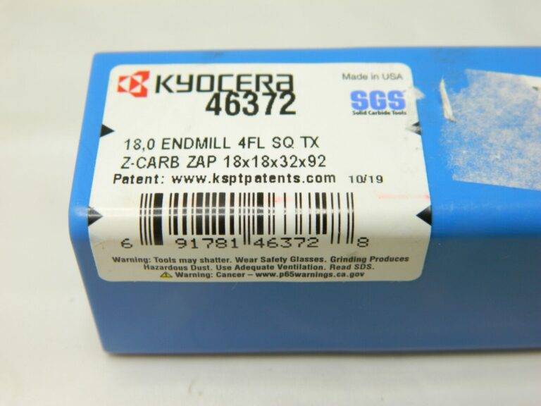SGS Solid Carbide Square End Mill 0.7087'' Dia, 1.2598'' LOC, 4 Flutes 46372