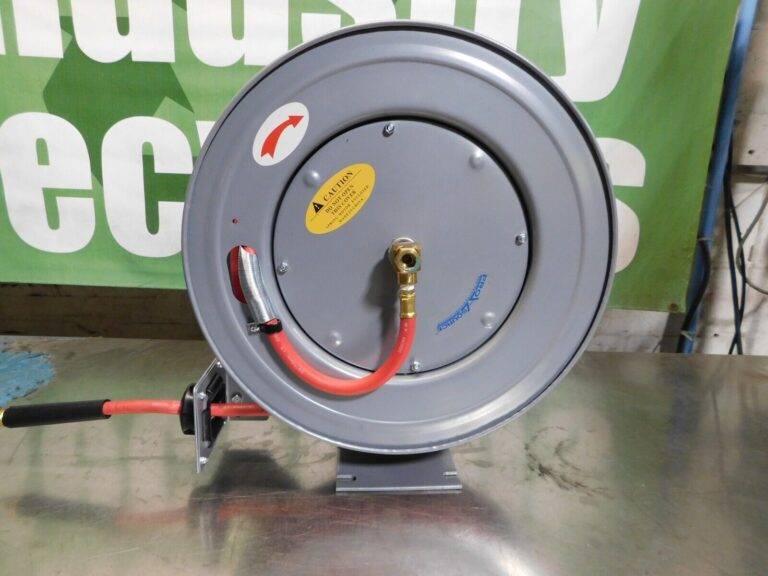 PRO-SOURCE Hose Reel with Hose 3/8″ ID x 50' Spring Retract 300 psi 1/4″ NPT Out