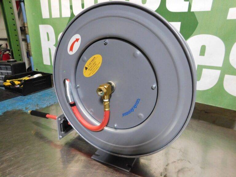 PRO-SOURCE Hose Reel with Hose 3/8″ ID x 50' Spring Retract 300 psi 1/4″ NPT Out