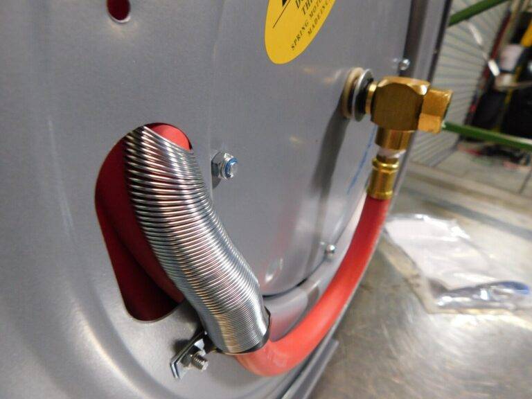 PRO-SOURCE Hose Reel with Hose 3/8″ ID x 50' Spring Retract 300 psi 1/4″ NPT Out