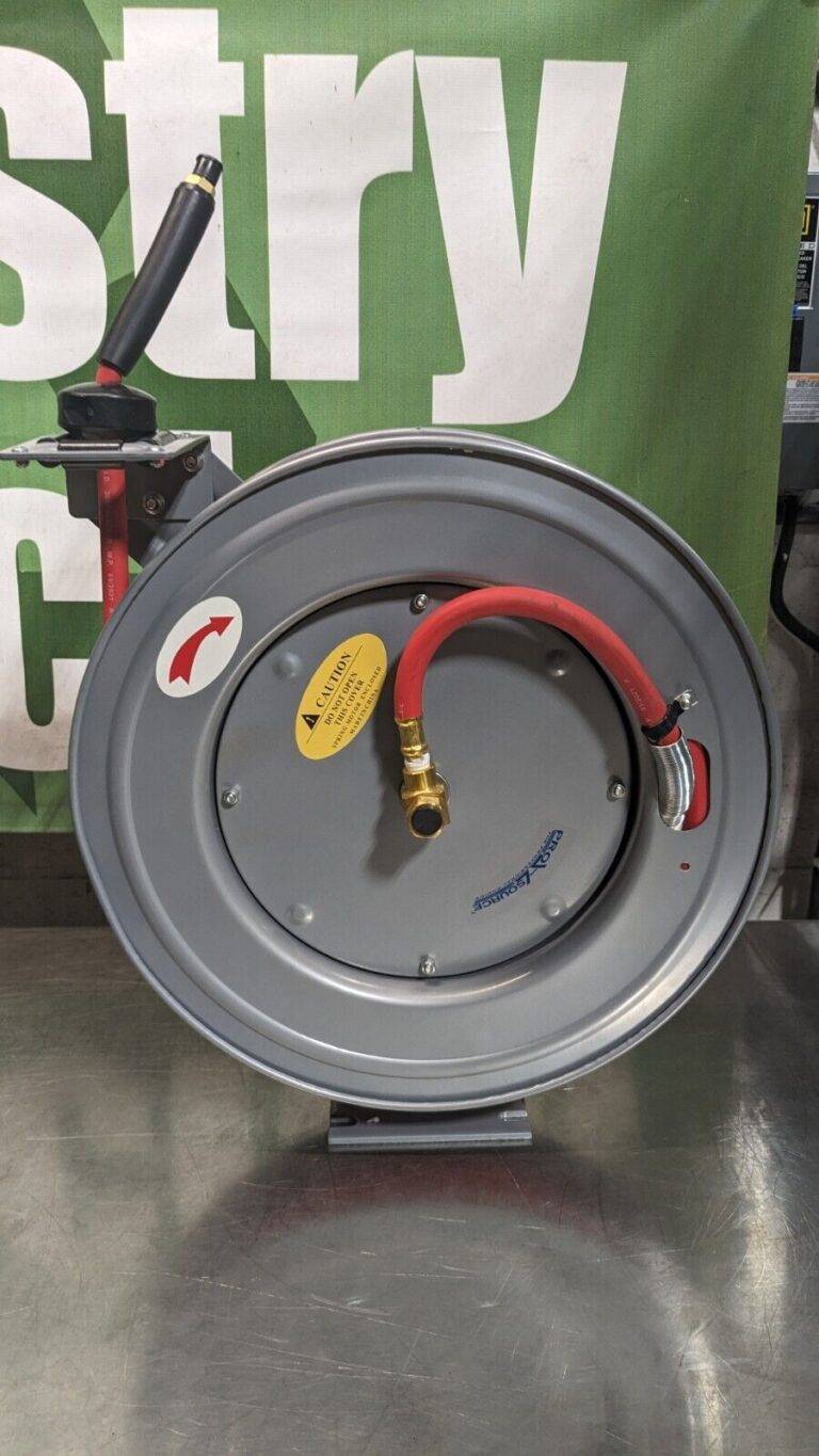 PRO-SOURCE Hose Reel with Hose 3/8″ ID x 50' Spring Retract 300 psi Damaged