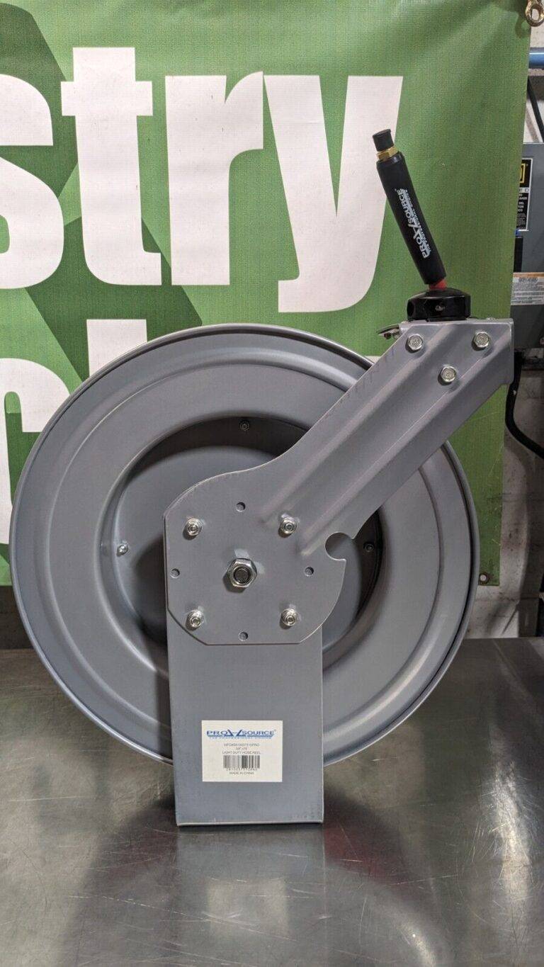 PRO-SOURCE Hose Reel with Hose 3/8″ ID x 50' Spring Retract 300 psi Damaged