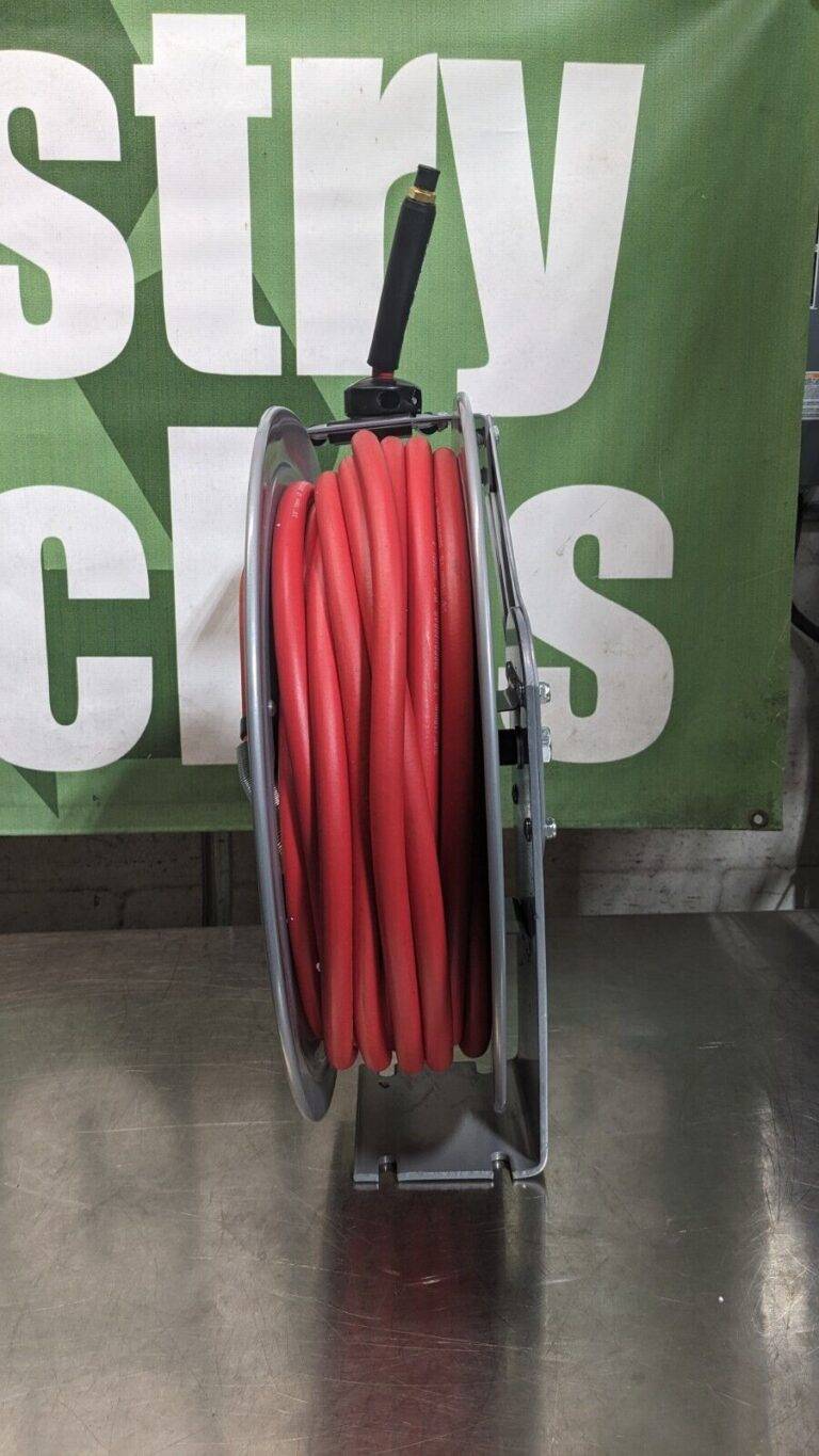 PRO-SOURCE Hose Reel with Hose 3/8″ ID x 50' Spring Retract 300 psi Damaged