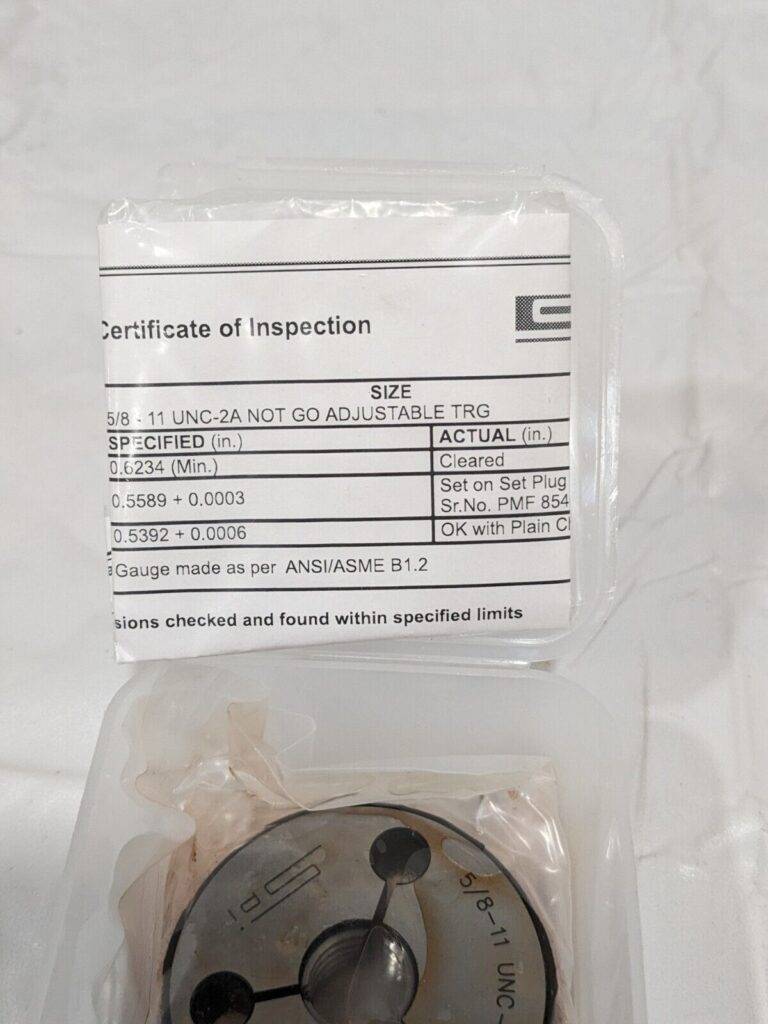 SPI Threaded Ring Gage: 5/8-11 Thread, Class 2A, No Go 23-187-8
