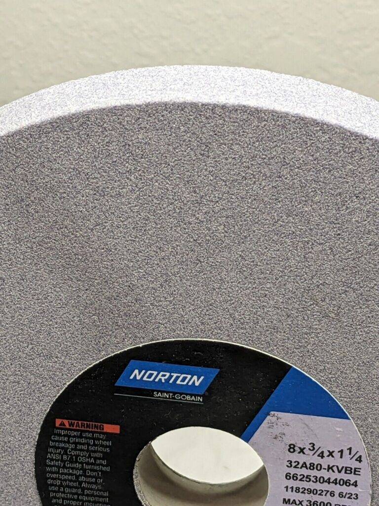 Norton Surface Grinding Wheel: 8″ Dia, 3/4″ Thick, 1-1/4″ Hole, 80G 66253044064