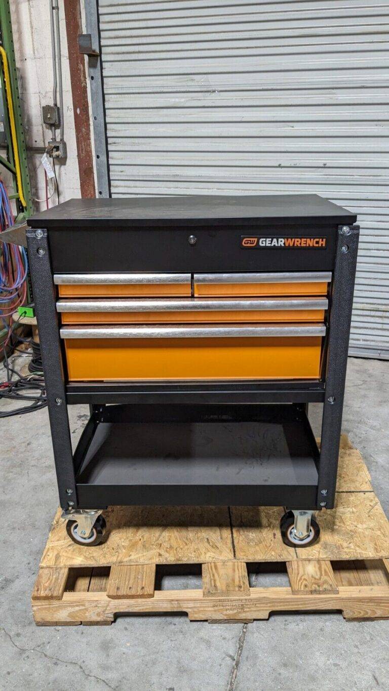 GEARWRENCH 32″ Wide x 42″ High x 21″ Deep, 4 Drawer Tool Cart 650 Lb Cap Damaged