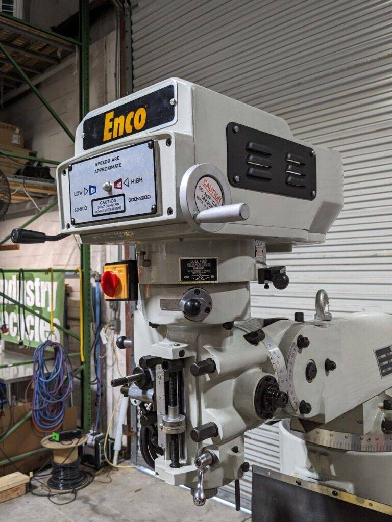 Enco Variable Speed Knee Mill 9 x 49 Table R8 Taper 949-PH3-E Used / No Motor