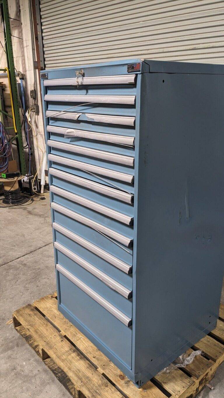 LISTA Modular Steel Storage Cabinet 28 x 28 x 59 440 lb Cap 12 Drawer Damaged