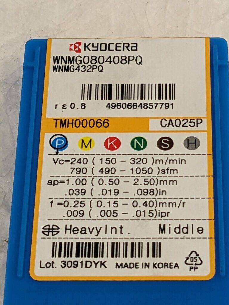 KYOCERA Turning Insert: WNMG432PQCA025P, Carbide Qty 10 TMH00066