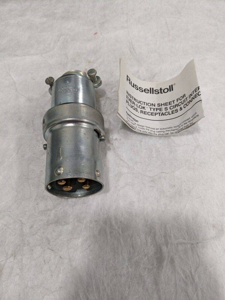 Russellstoll Ever-Lok Clamp Type Male Plug, 50 Amp, 3 Pole 4 Wire, 8314