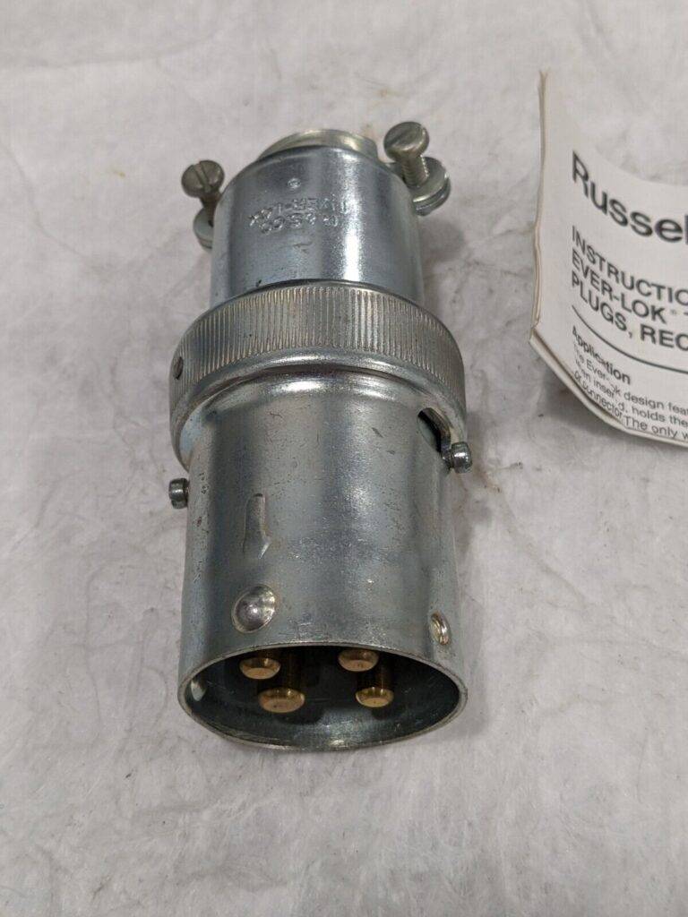 Russellstoll Ever-Lok Clamp Type Male Plug, 50 Amp, 3 Pole 4 Wire, 8314