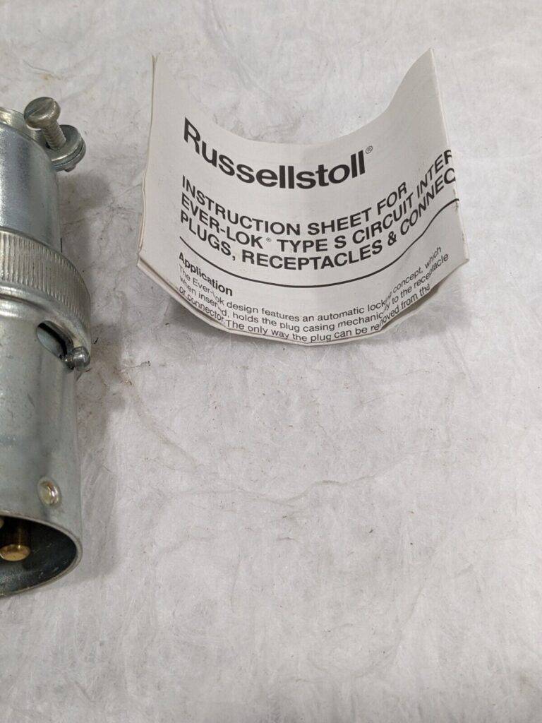 Russellstoll Ever-Lok Clamp Type Male Plug, 50 Amp, 3 Pole 4 Wire, 8314