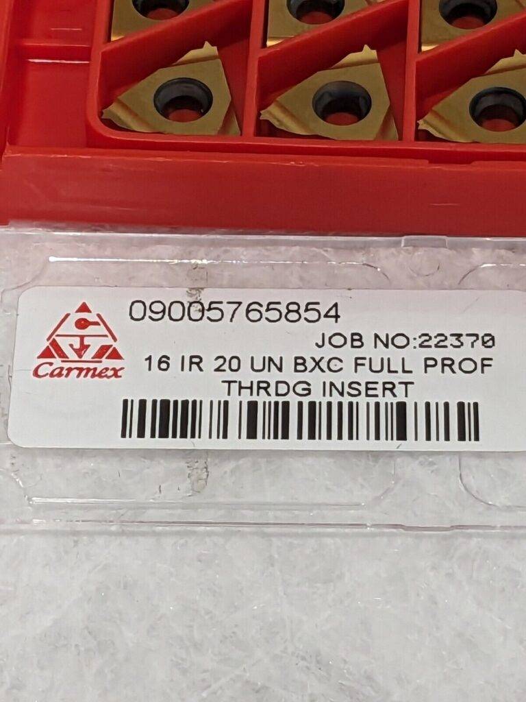 CARMEX Laydown Threading Insert: 16 IR 20 UN BXC Qty 10 16IR20UNBXC