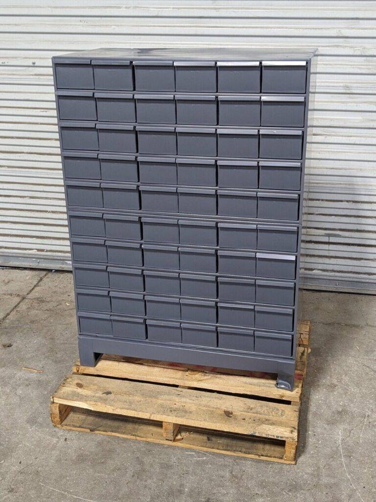 Durham Bin Storage Cabinet 60 Drawer 48 x 34 x 17 Steel Gray 028-95 Damaged