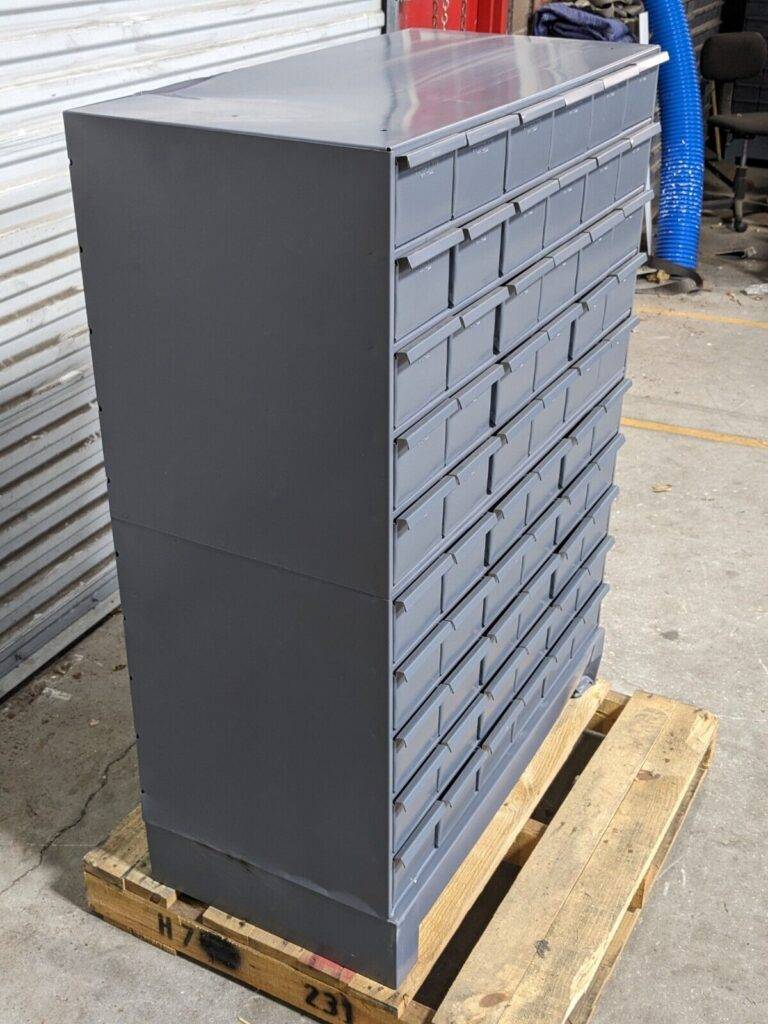 Durham Bin Storage Cabinet 60 Drawer 48 x 34 x 17 Steel Gray 028-95 Damaged