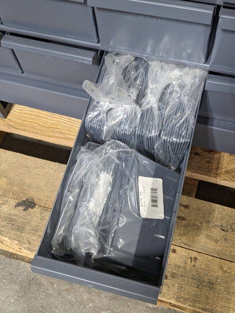 Durham Bin Storage Cabinet 60 Drawer 48 x 34 x 17 Steel Gray 028-95 Damaged